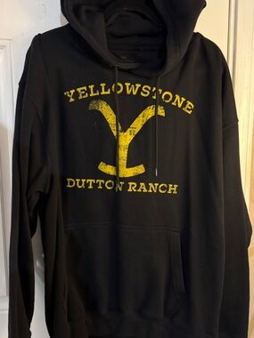 Yellowstone Dutton Ranch Black & Yellow Hoodie - Lightweight Pullover